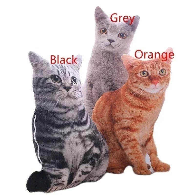 1PC 50CM 3D Simulation Cats Pillow Cute Animal Washable Plush Stuffed Kids Toy Sofa Pillows Home Decoration Kawaii Room Decor