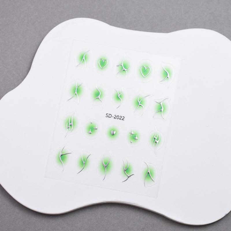 Thin & Durable Nail Stickers: Classic Silver Blush Gradient with Hearts & Stars Decals