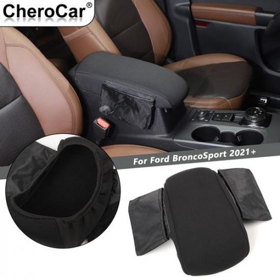 For -2025 Ford Bronco Sport Black Central Armrest Box Mats Pad Liner Cover
