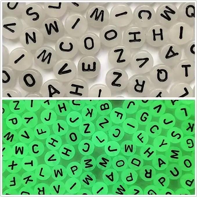 100-500PCS Acrylic Luminous A-Z 26Letter Beads Loose Spacer Alphabet Beads For Jewelry Making DIY Charms Bracelet Necklace