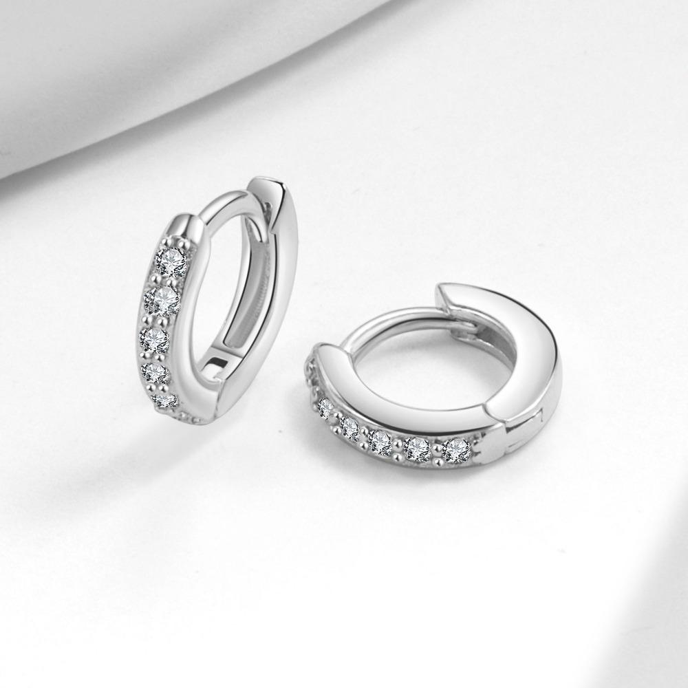 Luxury Gold Plated Round Huggie Earrings With Half Pave Crystals Chic High Quality Fashion Jewelry For Women