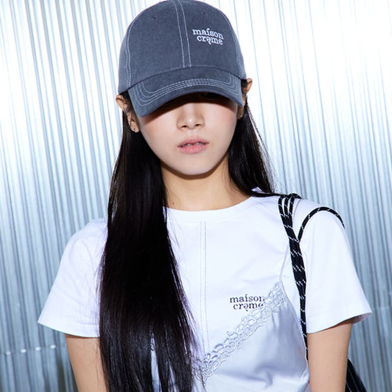 

maison creme Stitch logo ball cap_4colors beige