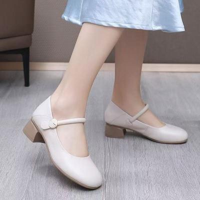 Soft Leather Retro Mary Jane Women's Shoes 2025 Autumn New Temperament Versatile Small Leather Shoes Shallow Mouth Comfortable Soft Sole Single Shoes