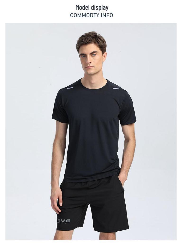 Men's Summer Quick-Dry Crew Neck Sports T-Shirt - Slim Fit, Short Sleeve, Custom Logo, Plus Sizes Available