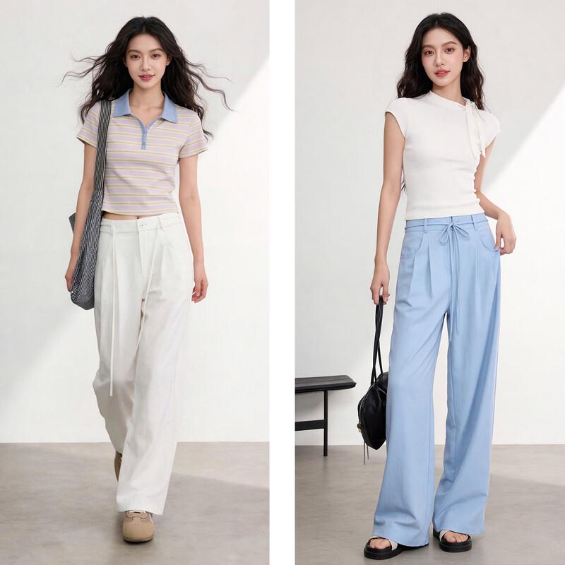 Baleno Women's Summer Breathable Wide-Leg Casual Pants