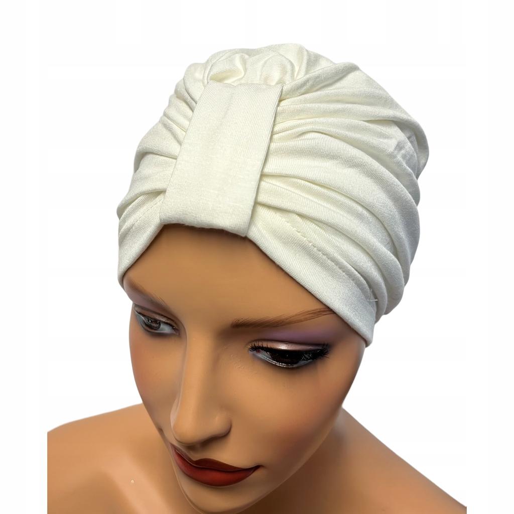 Turban Damski Emma Ecru Czapka Z Bambusa Z Elastanem Także Po Chemioterapii