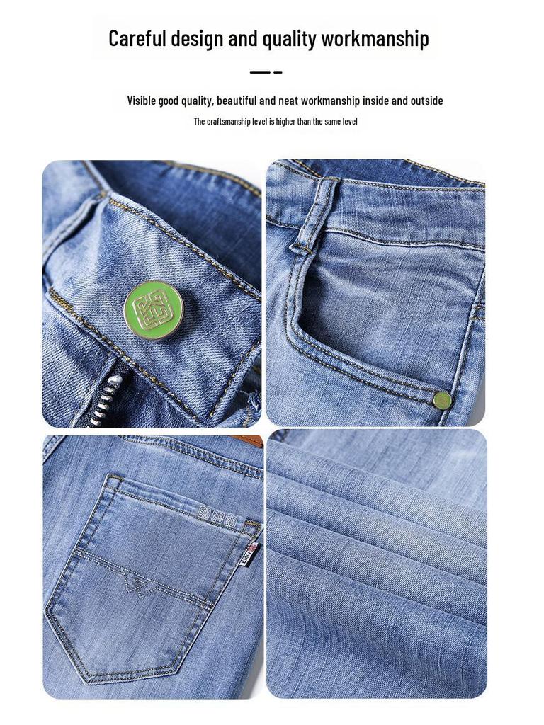 Men's Elastic Straight-Leg Jeans: Plus Velvet, Business Casual, Versatile for Autumn/Winter