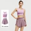 Nude Feeling Yoga Set: Color Block Anti-Exposure Two-Piece Sports Shorts