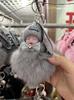 Authentic Fox Fur Pompon Keychain: Cute Plush Sleeping Doll Bag Charm