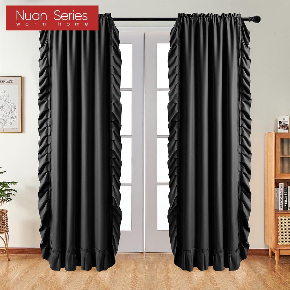 1 Stück, Nuan-Serie, 70–80 % Verdunkelung, einfarbige Verdunkelungsvorhänge mit gerüschtem Rand für die Heimdekoration im Wohnzimmer, Schlafzimmer