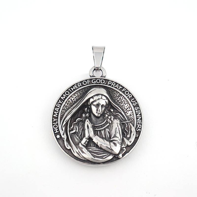 Trendy Design Virgin Mary Necklace Popular Charm Stainless Steel Holy Mary Mother Pendant Thanksgiving Vintage Religious Jewelry