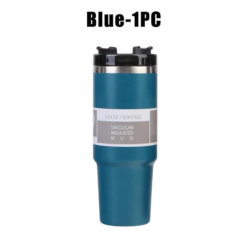 890ml High Quality Double Wall Cups 890ML Stainless Steel Portable Coffee Mug For Car With Lids Tumbler With Handle And Straw