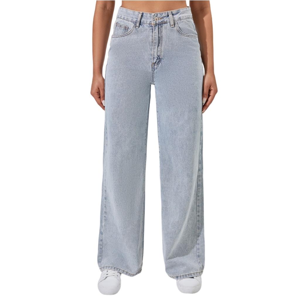 Women's Wide Leg Jeans - Casual Straight Denim Pants For Summer