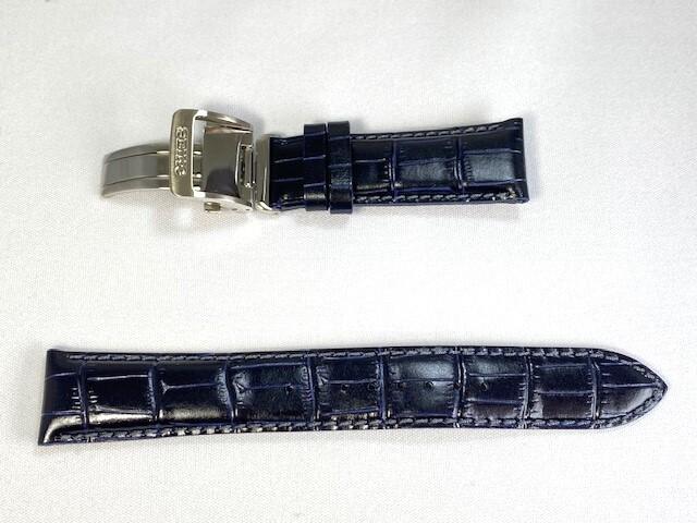 L0CA014J0 SEIKO Mechanical 20mm Genuine Leather Strap with Calfskin Dark for via Buckle, Embossed, Blue, SARG015/6R15-02V0 (Ships Nekoposu)