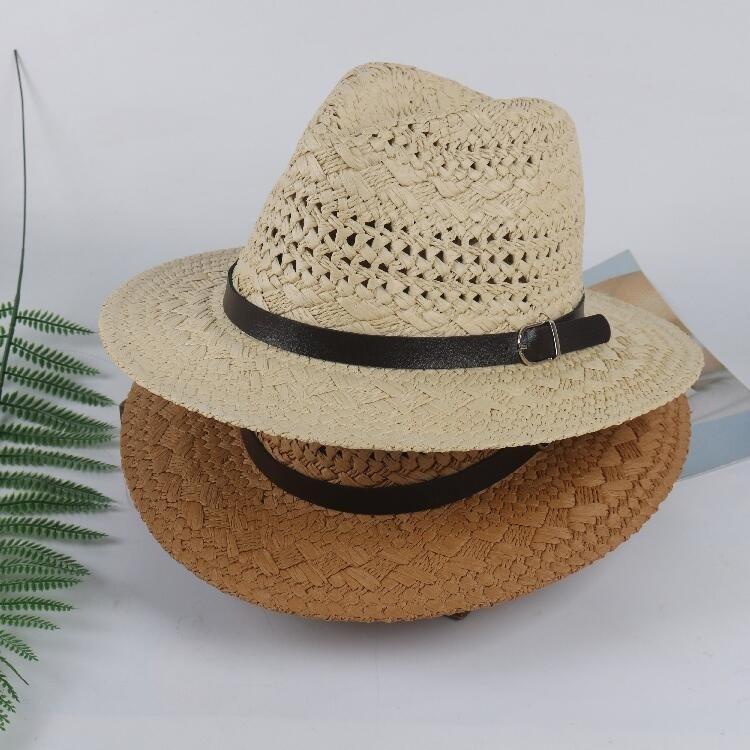 Hat Men's Summer Straw Hat Casual Beach Seaside Sun Hat Jazz Top Hat Sun Hat Women's Sunscreen Big Brim