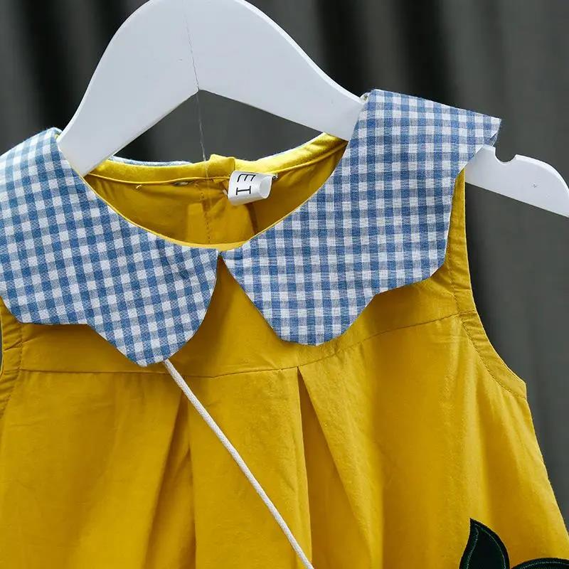 Dětské oblečení Dívčí šaty Letní dívčí Dětské princeznovské šaty Bez rukávů Kulatý výstřih Sukně ve tvaru A Žlutá ananasová sukně