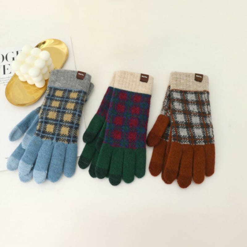 

Перчатки флисовые LALA Fogny в клетку green