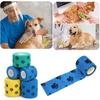 Bandelettes pour Pattes de Chien Auto-adhésives pour Animaux de Compagnie, 5 Yards x 2 Pouces, avec Motif Coloré de Pattes de Chien, Non-tissées, Facilement Déchirables à la Main