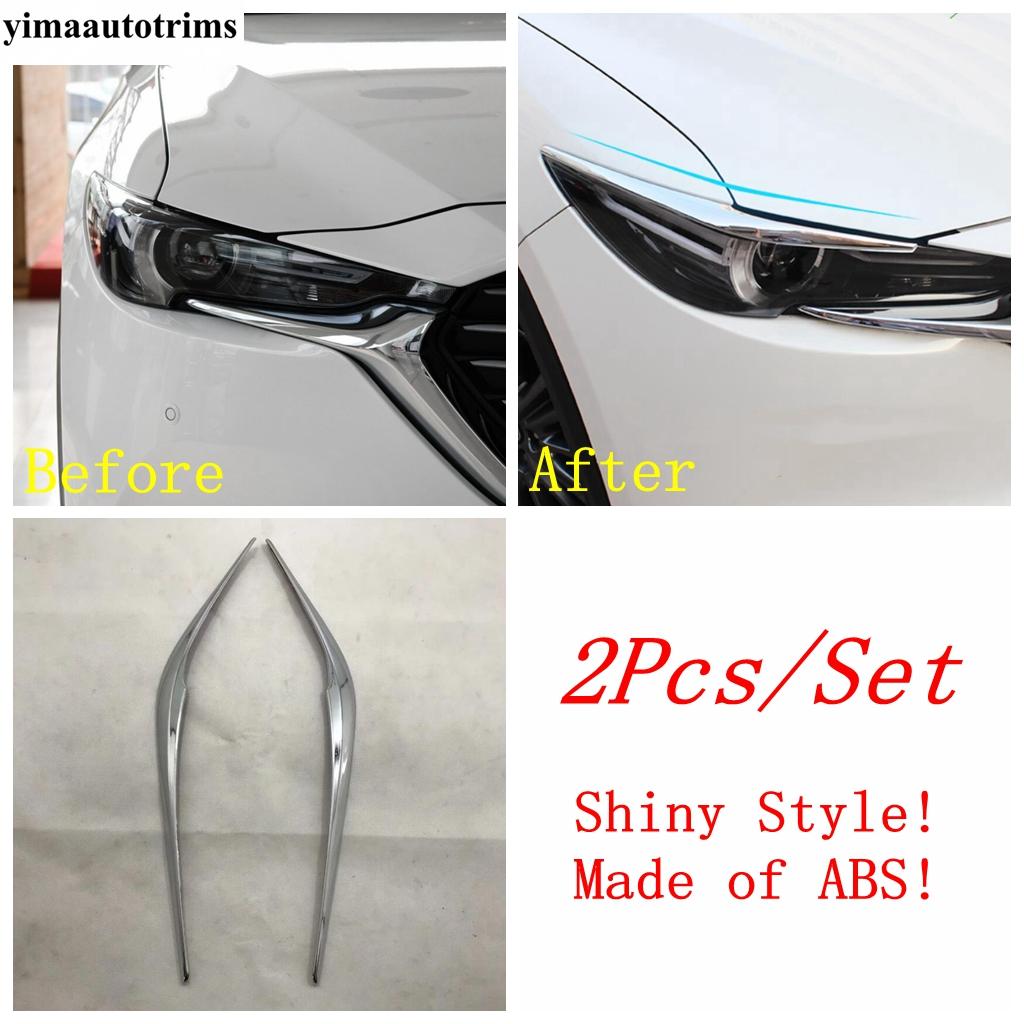 For Mazda CX-8 KG CX8 2017 - Front Head Light Eyebrow Window Sequin Wiper Rearview Mirror Bumper Fog Cover Trim Accessories