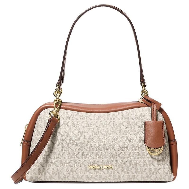 MICHAEL KORS Cecily Logo Print Gold Hardware Canvas Shoulder Bag Small Women s Vanilla золотой