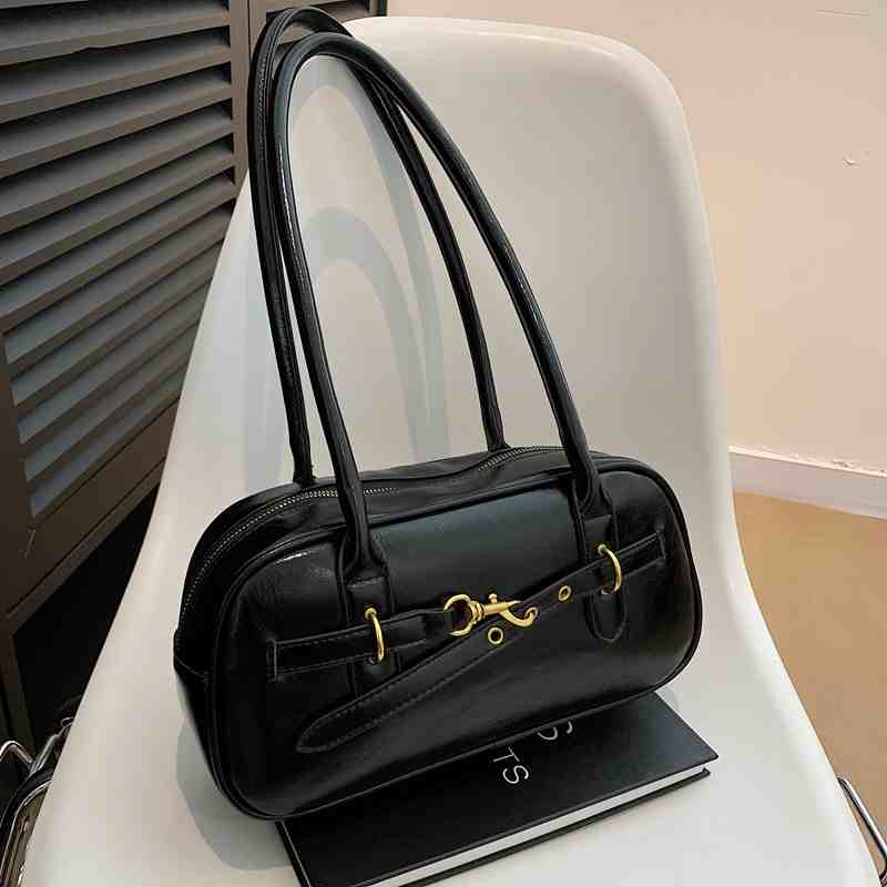 High-Grade Oil Waxed Leather Retro Shoulder Bags Women Textured Solid Color Armpit Bag Autumn Winter All-Match Lady Handbags