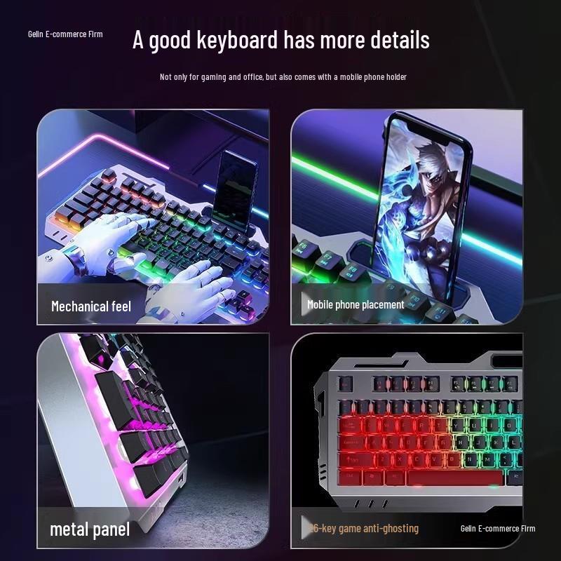 Mechanical Feel K2 Wired Keyboard and Mouse Set for Esports, Office, and Gaming.