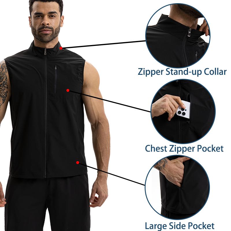 Men Sauna Suit Zipper Design Tummy Control Vest Sleeveless Stand-up Collar Shapewear Sweat Multi-functional Jacket Heat Trapping Body Shaper