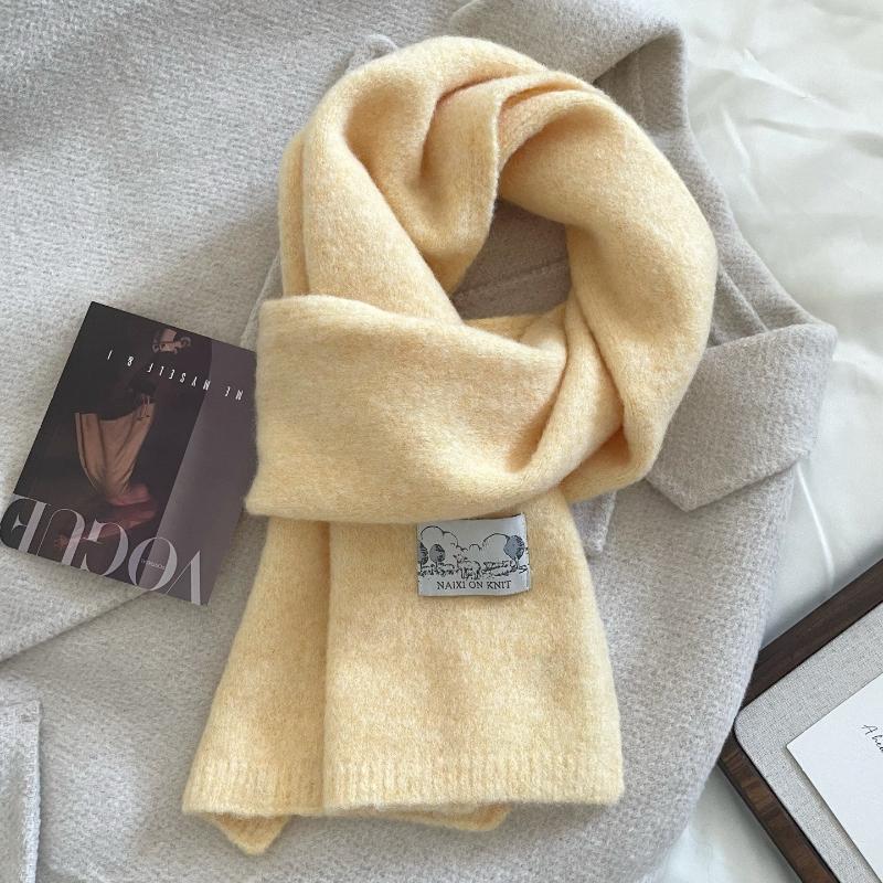 2026 New Korean Version Ins Solid Color Scarf Women's Winter Versatile Knitted Warm and Cold-proof Wool Couple Scarf Men