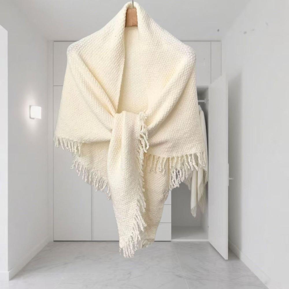 Warm Knitted Scarf Wool‑Blend Wrap Shawl Elegant Neck Warmer  Casual
