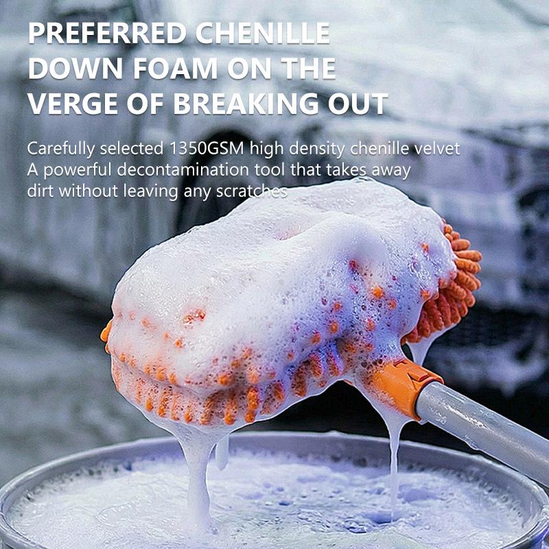 SEAMETAL Three Section Telescopic Car Washing Mop Super Absorbent Car Detailing Cleaning Mop Window Wash Tool Auto Wash Kit