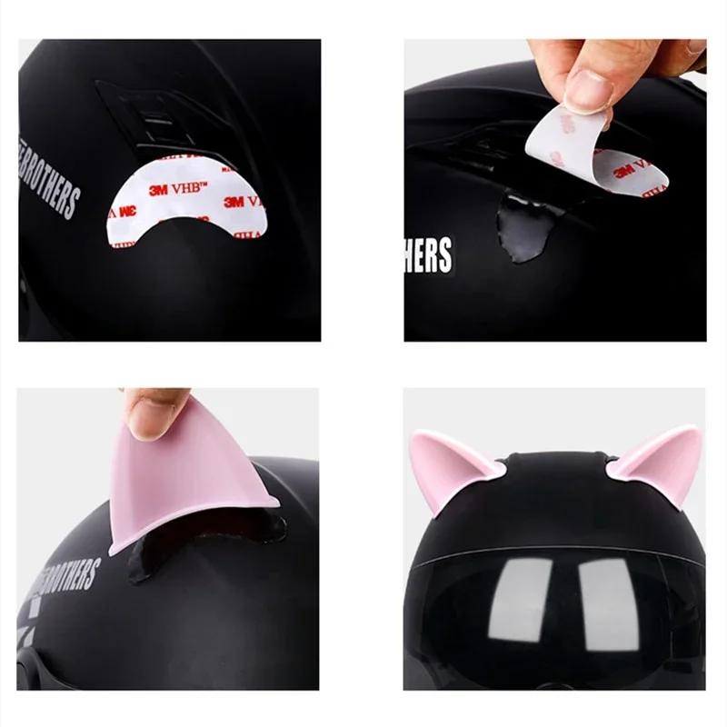 1pcs Car Motorcycle Bike Helmet Cat Beautiful Ear Decoration Off-road Face Full Devil Horns