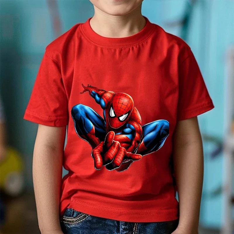 Tendencias de Moda Estampado de Dibujos Animados Anime Spider-Man Ropa para Niños y Niñas Camiseta en Verano Ropa Infantil Manga Corta