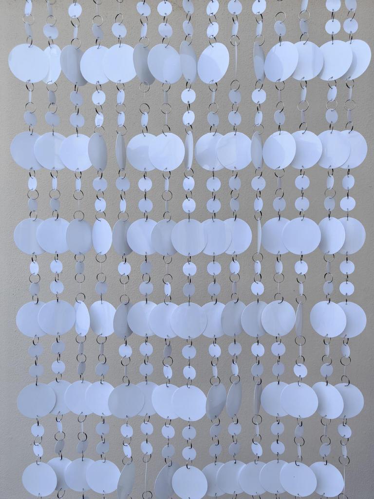 White Solid Color Round Hanging Curtain for Wedding Background & Corridor Wind Chimes Decoration