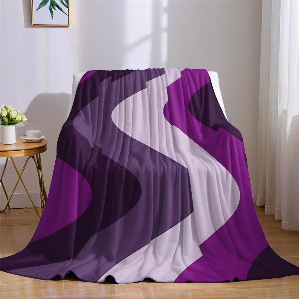 Retro Wavy Stripe Flannel Blanket Warm Soft Halloween Christmas Couch Warm Cozy Decorative Decor Gift For All Season