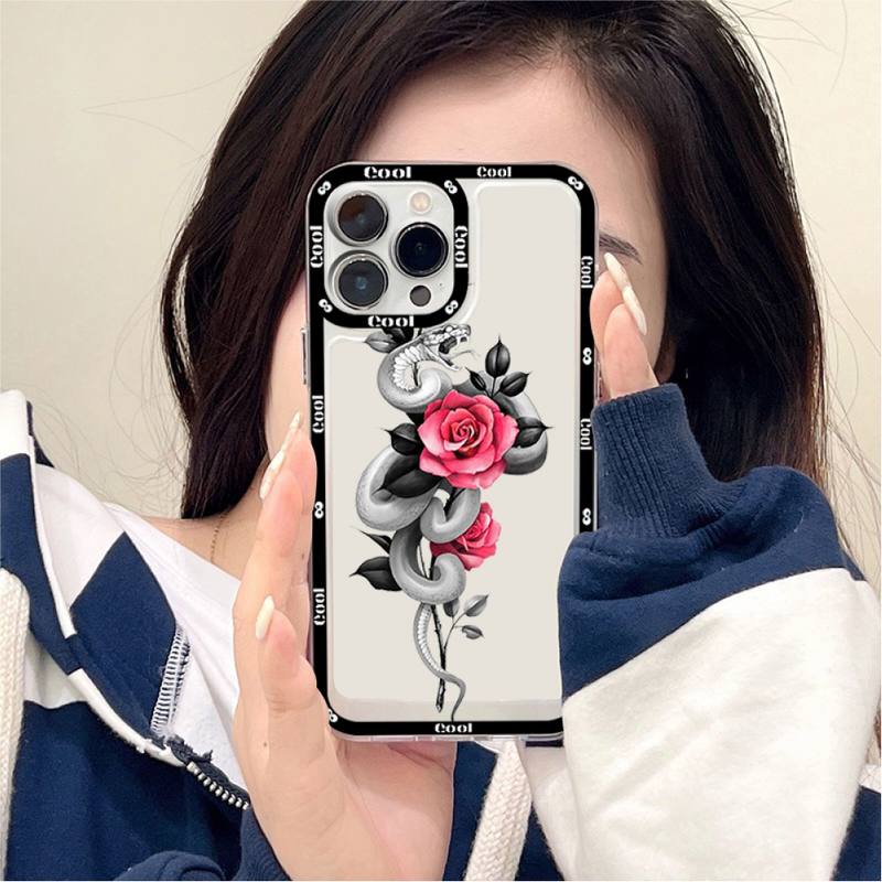 Hand Schlange Blume Schlange Malerei Handyhülle für iPhone 11 12 13 Mini Pro Max 14 Pro Max Hülle