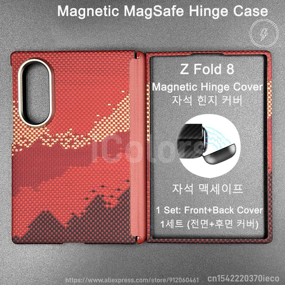 Magnetic Case for Samsung Galaxy Z Fold 8 Aramid Carbon Fiber Cover Ultra Thin Lightweight Armor Protective Cover Fold 8 Wide