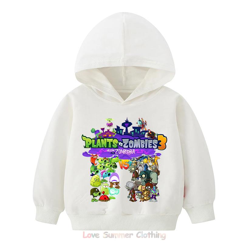 Boys Hoodie Age 4-14 Plants HD Print Zombies Thin Girls Pullover Girls Casual Wear Fall Hoodie Long Sleeve Polyester New Arrivals 2025