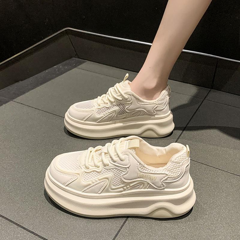 

Versatile platform casual board shoes sports dad shoes women s new summer breathable mesh shoes mesh women 40 бежевый