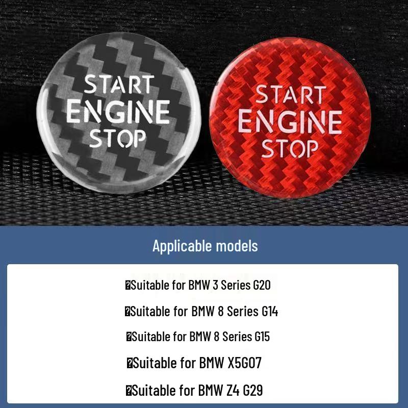 Real Carbon Fiber One-Button Start Ignition Sticker for BMW, Mercedes-Benz, VW, Toyota, Nissan, Honda, Suzuki