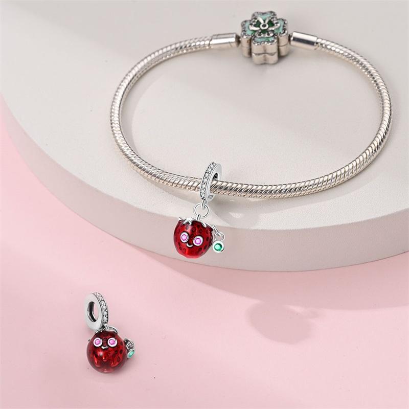 Copper Change Color Strawberry Cherry Avocado Fruit Series Charms Beads Fororiginal Bracelets Diy Birthday Jewelry Gift