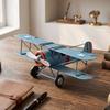 Vintage Iron Aircraft Biplane Model Blue Small Airplane Model Ornament Home TV Bench Desktop Decoration