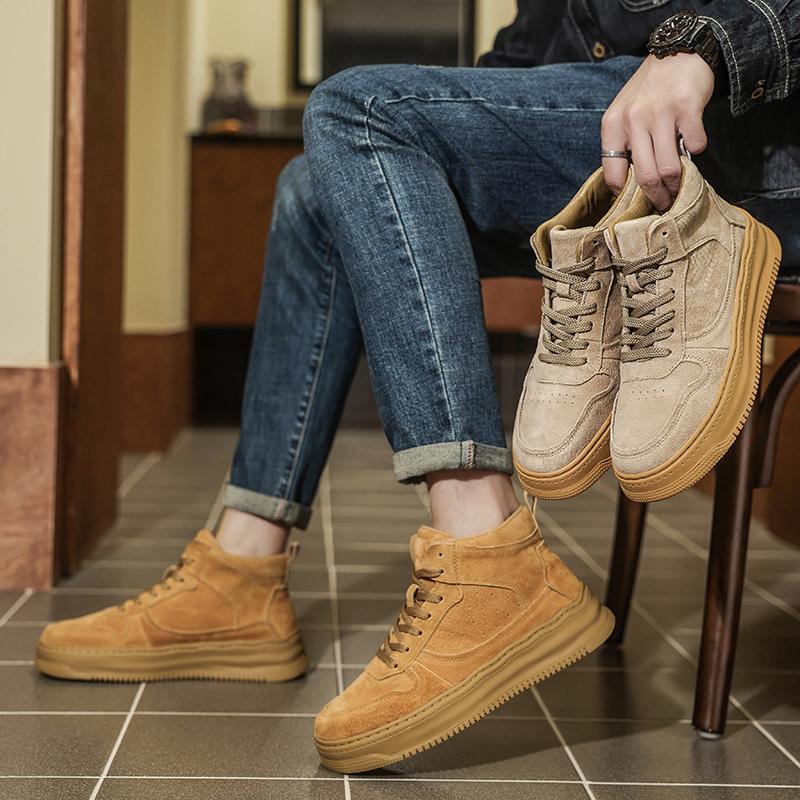 Nový styl pánských bot Platformové boty Kotníkové boty Země Pravá kůže Ležérní boty Design značky Pohodlné boty