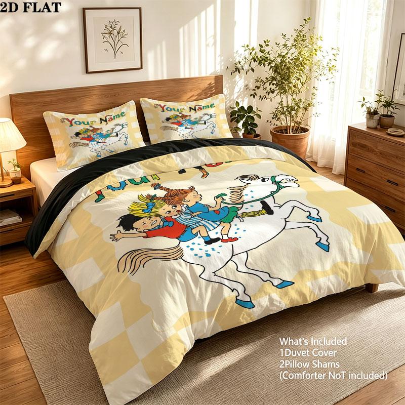 Springtime Fantasy Custom Name Pattern Bedding Quilt Set Quilt Cover Pillowcase Home Gift(1 * duvet cover + 2 * pillowcase, without core)