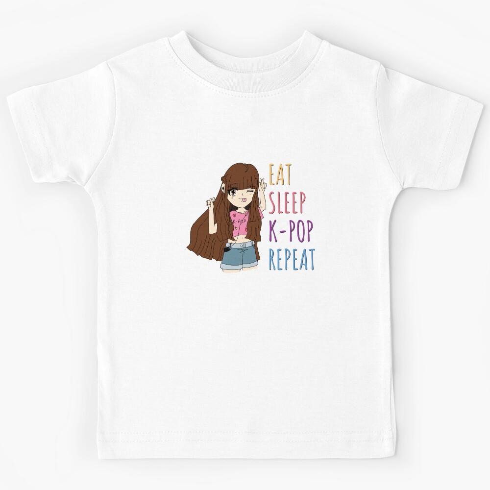 EAT - SLEEP - K-POP - REPEAT Anime Girl (Brown Hair) Kids T-Shirt 160