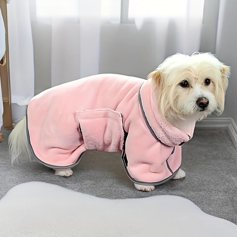 

1pc Quick-Dry Microfiber Dog Bathrobe Towel, Pet Bathing Drying Coat Robe for Dogs, Polyester Fiber Pet Shower and Clean Gear with Adjustable Straps XS рожевий