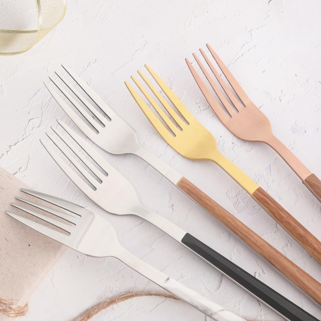 24/30Pcs Knife Forks Dessert Spoon Cutlery Set White Wood Handle Dinnerware Set Steak Stainless Steel Tableware Kitchen Flatware
