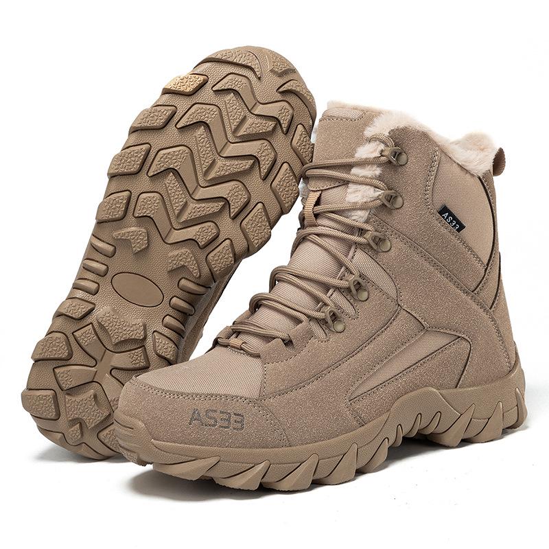 

Men’s Fleece-Lined Military Boots – Warm, Thick Outdoor Hiking and Camping Adventure Footwear 42