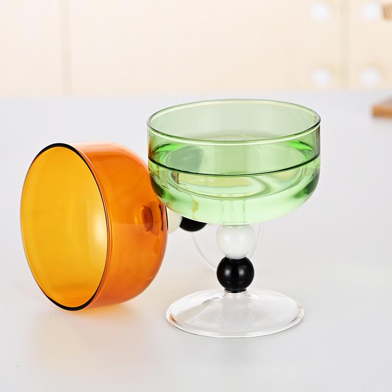Colored borosilicate glass Household heat-resistant goblet Restaurant ice cream cup Dessert cup Contrasting glass