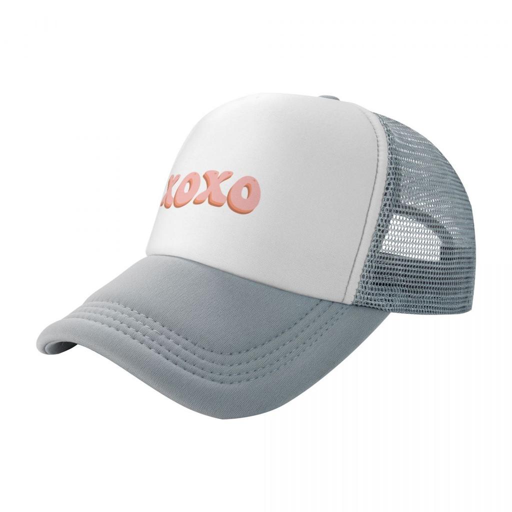 XOXO Pink Letters Trucker Hat Adjustable Breathable Polyester Casual Summer Baseball Cap