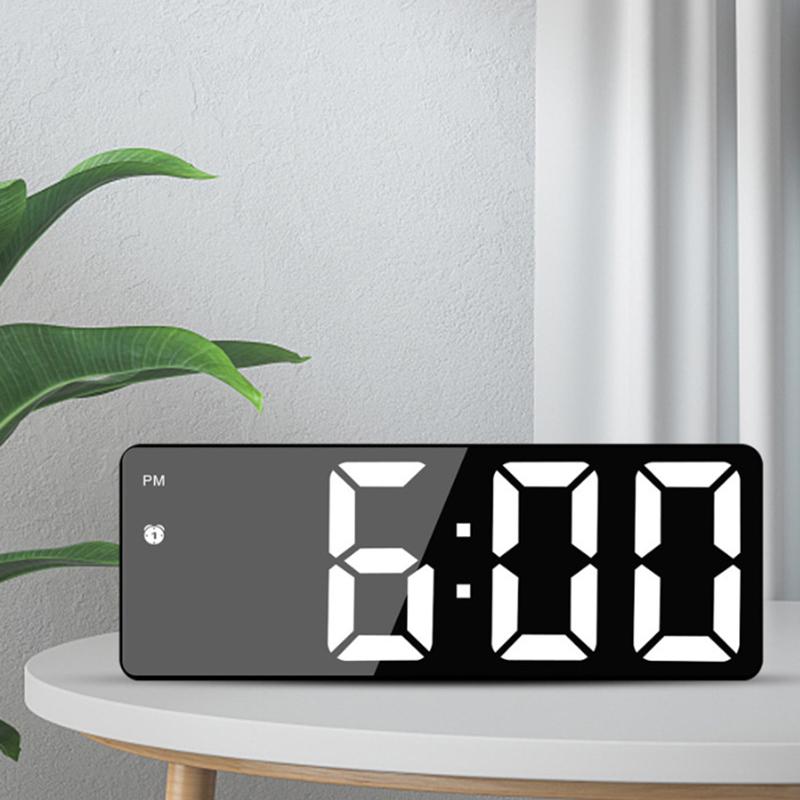 Simple Style Digital Clock LED Alarm Clock Bedroom Electronic Desktop Clock With Temperature Display Adjustable Brightness 12/24